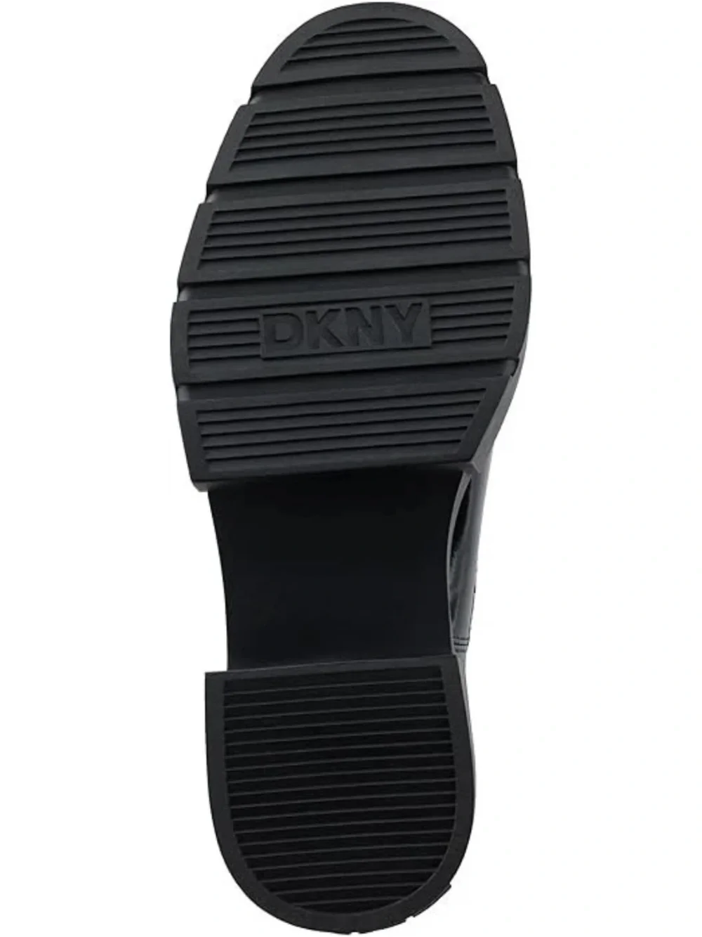 DKNY Thana Platform Chelsea Ankle Boot Black Leather Logo Rubber Sole Heel 6
